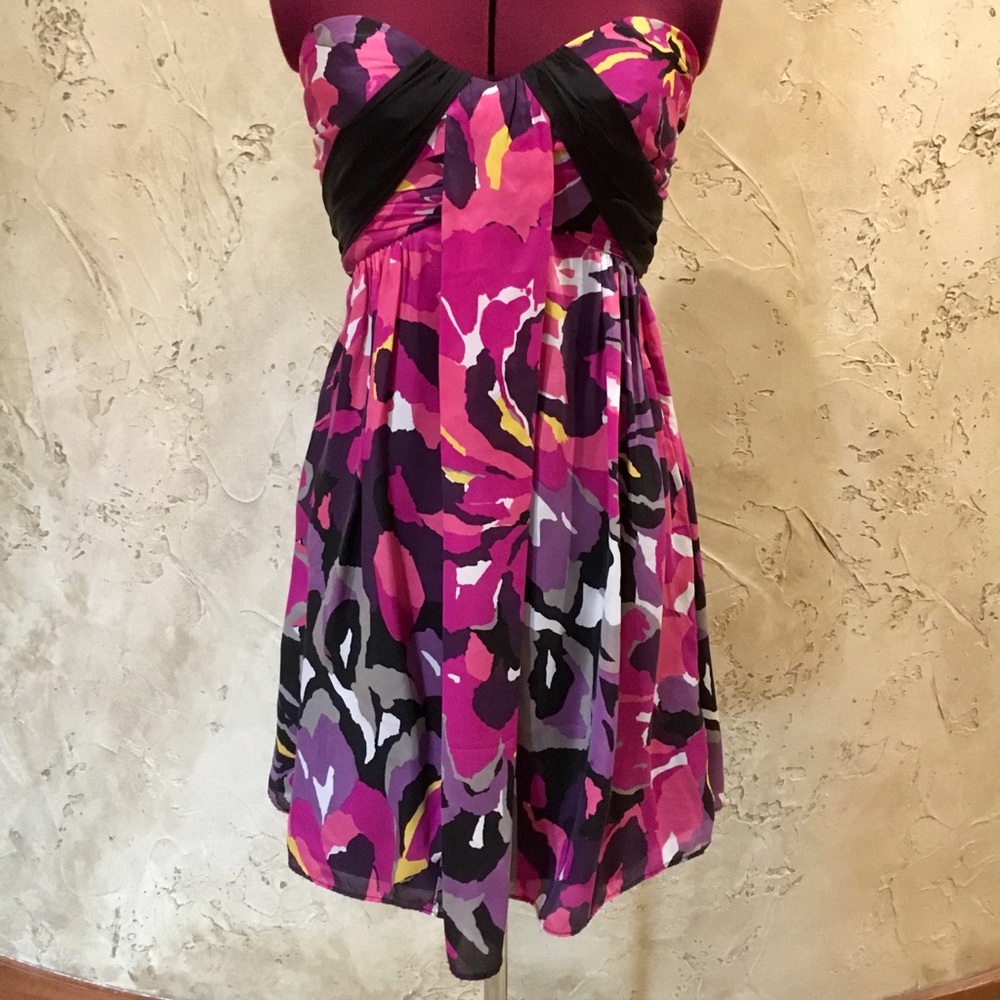 Bebe Strapless Silk Dress